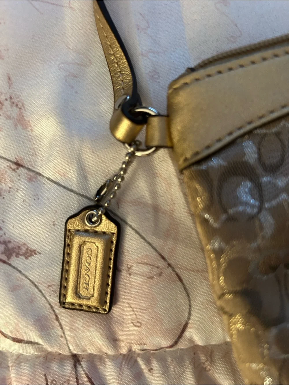 Coach Metallic Gold Signature Wristlet - Gold